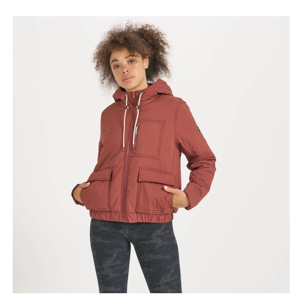 Vuori Rust Red Hooded Puffer Jacket